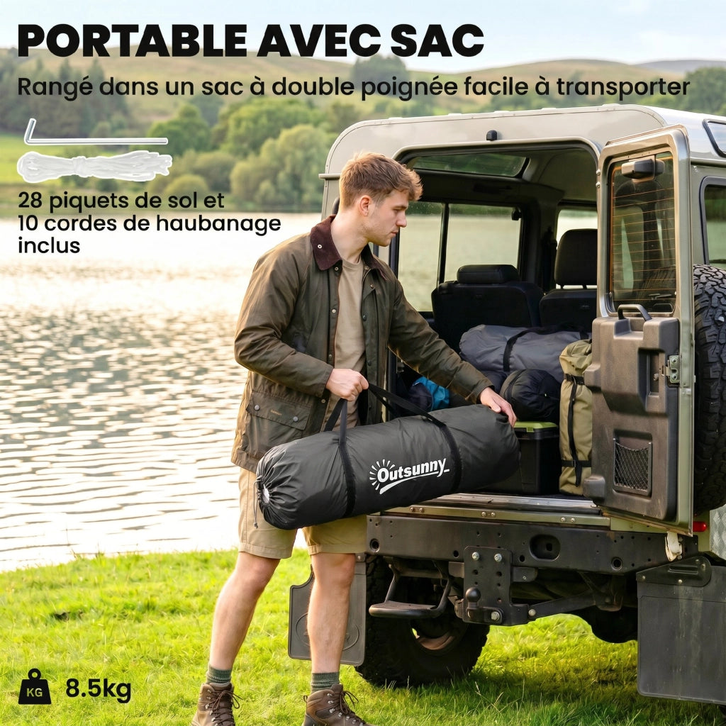 Tenda da campeggio 4-6 persone ¨C zephmum ¨C grigio scuro e blu 555x225x190 cm