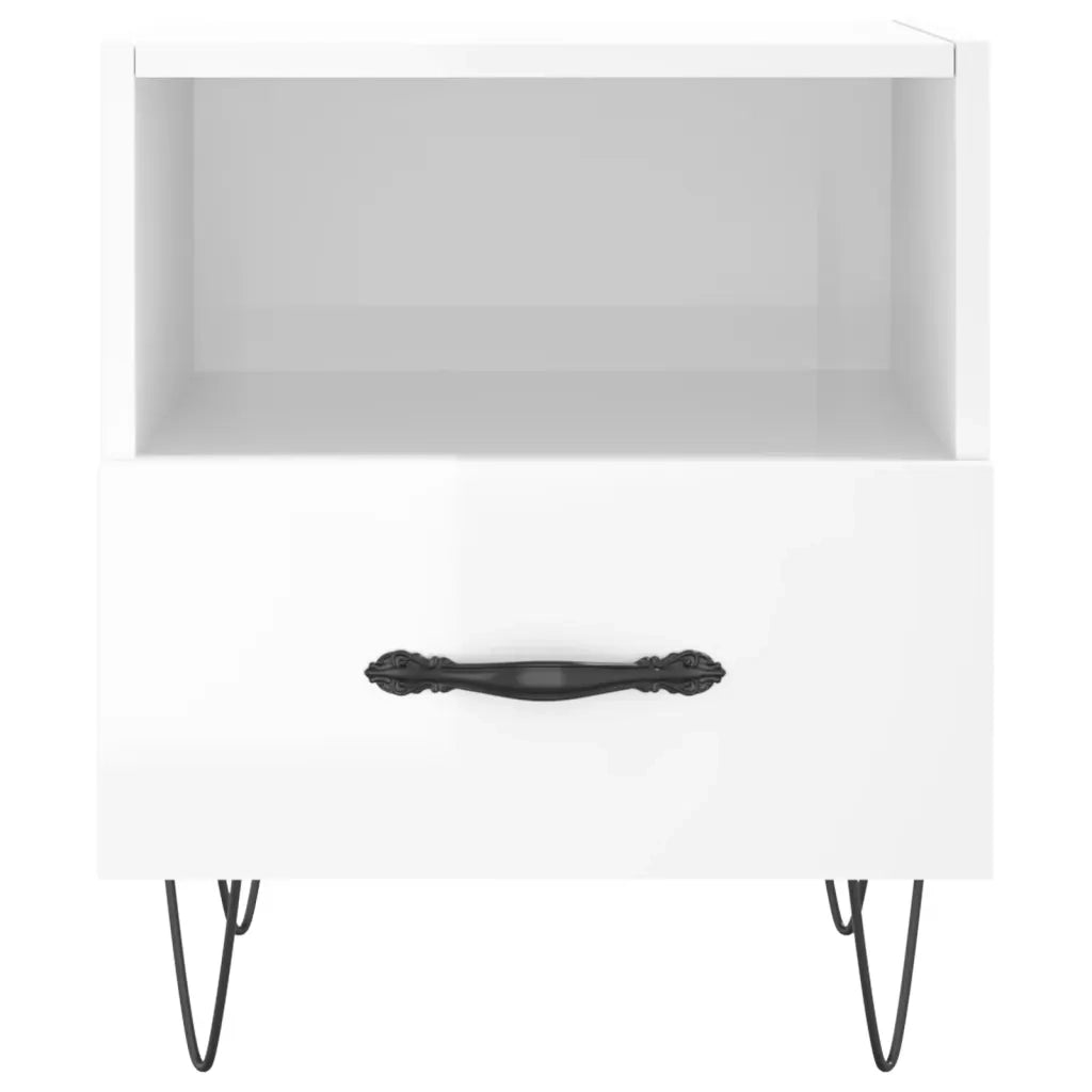 Comodini 2 pz Bianco Lucido 40x35x47,5 cm in Legno Multistrato 827425