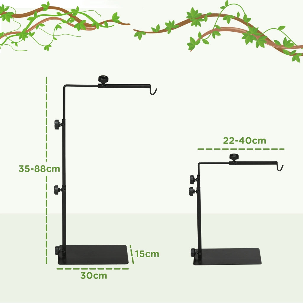 Supporto per lampada riscaldante per terrari, regolabile in altezza, 40x15x95 cm, nero