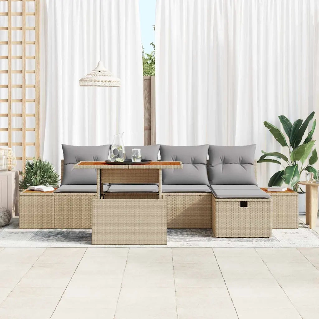 Set Divano da Giardino 6 pcs Beige polyrattan 3361407