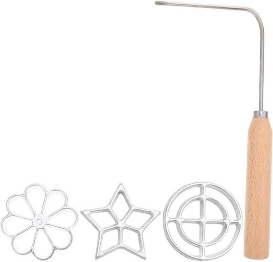 Wafel Muffinatura in Alluminio con Rosetta Svedese e Maniglia in Legno - Assortimento per Frittelle: Torta a Canna Timbale Bunuelos - Adatto per Frittelle - Bunuelos al Vento - Spuntino per Biscotti