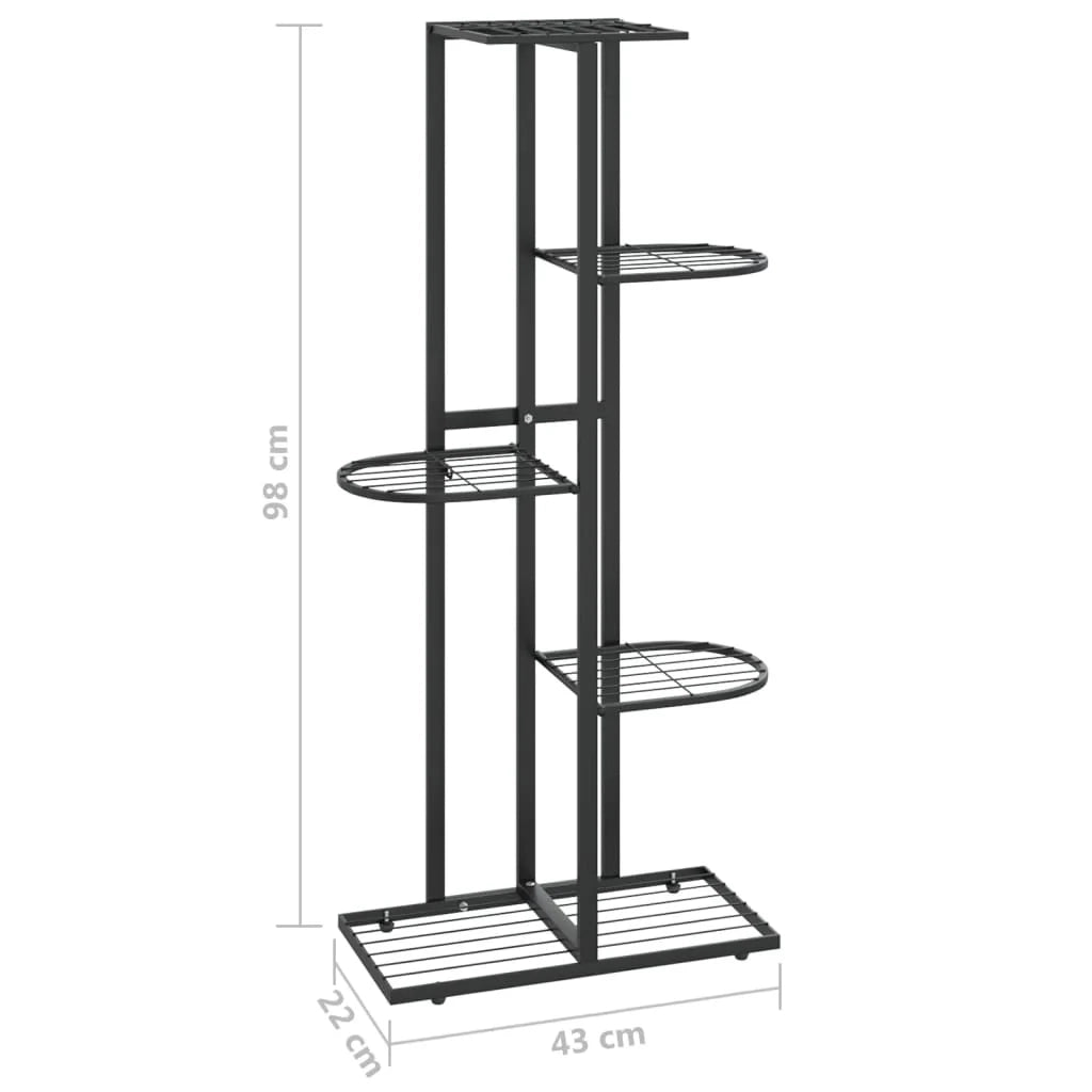 Portavasi/fioriera a 5 ripiani 43 x 22 x 98 cm metallo nero 02_0045162