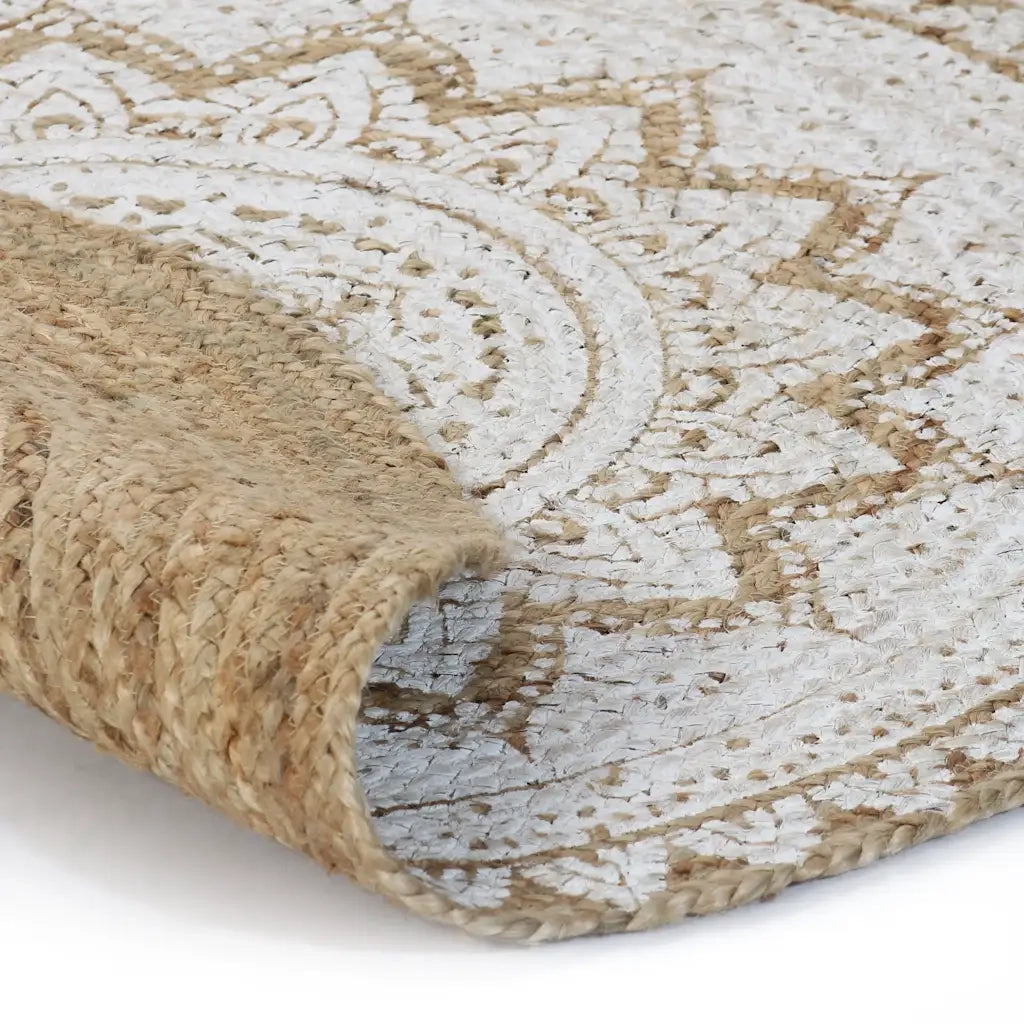 Tappeto in Juta Intrecciata con Stampa 180 cm Rotondo 343587