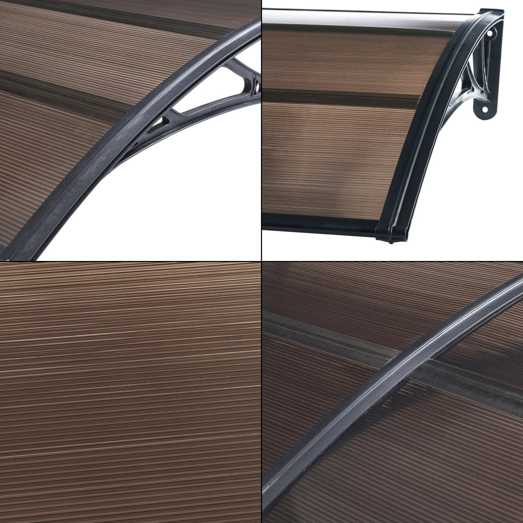 Pensilina di design per porta d'ingresso pensilina di benvenuto resistente alle intemperie 240 x 80 cm nero/marrone 03_0006390