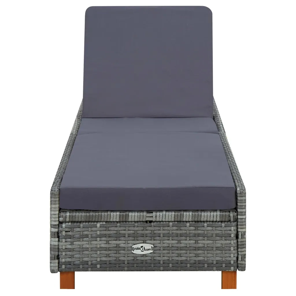Lettino Prendisole con Cuscino in Polyrattan Grigio cod mxl 23076