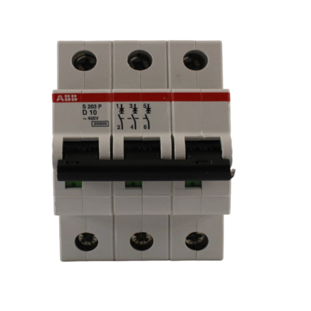 Interruttore magnetotermico 3 poli 3 moduli 10A curva D serie UL ABB