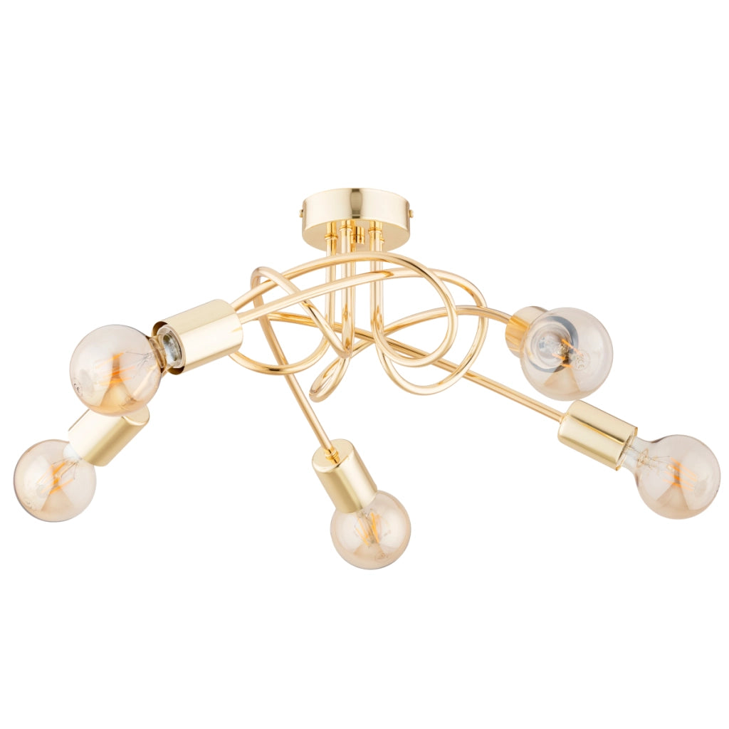 Plafoniera decorativa DRAGO nodo oro 5xE27 Alfa metallo