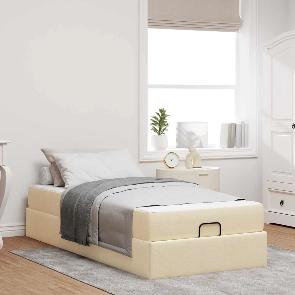 Struttura letto con materasso con materasso 2 pcs Crema Tessuto
