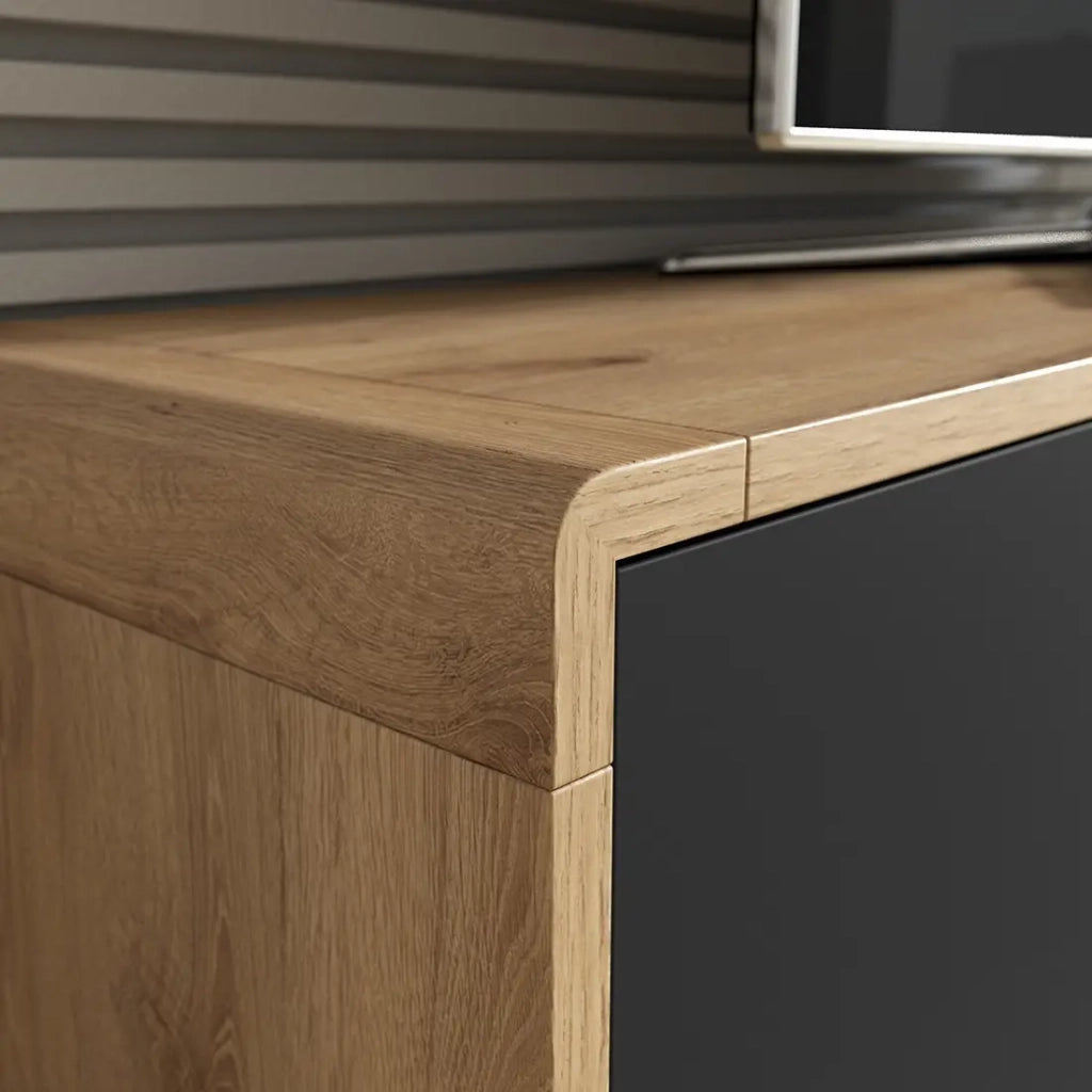 Mobile TV 200 cm collezione VILLA. Colore rovere e nero opaco.