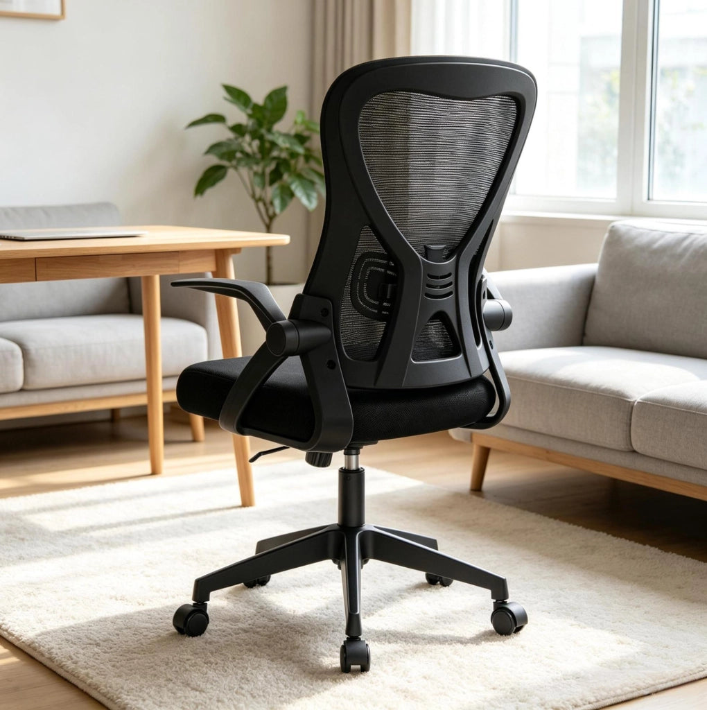 Sedia da ufficio ergonomica girevole nera con braccioli