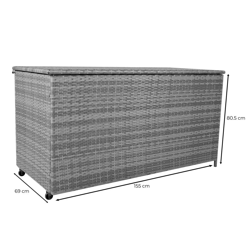 Box Contenitore Rattan Giardino 700L Grigio Baule Esterno con Rivestimento