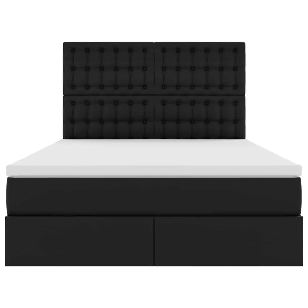 Letto con Contenitore Nero 140 x 200 cm Pelle Sintetica 3371669