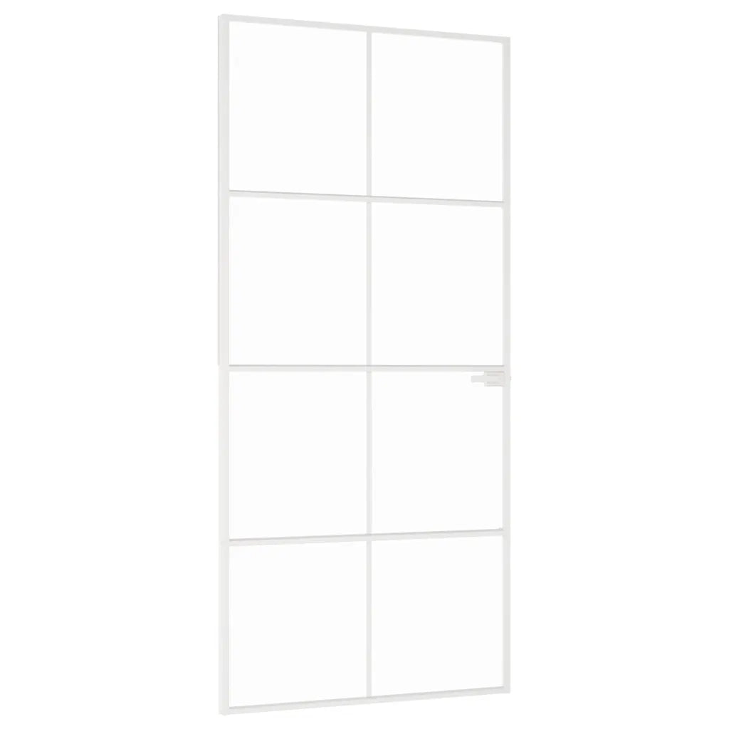 vidaXL Porta Interna Bianca 93x201,5cm Vetro Temperato Alluminio Slim