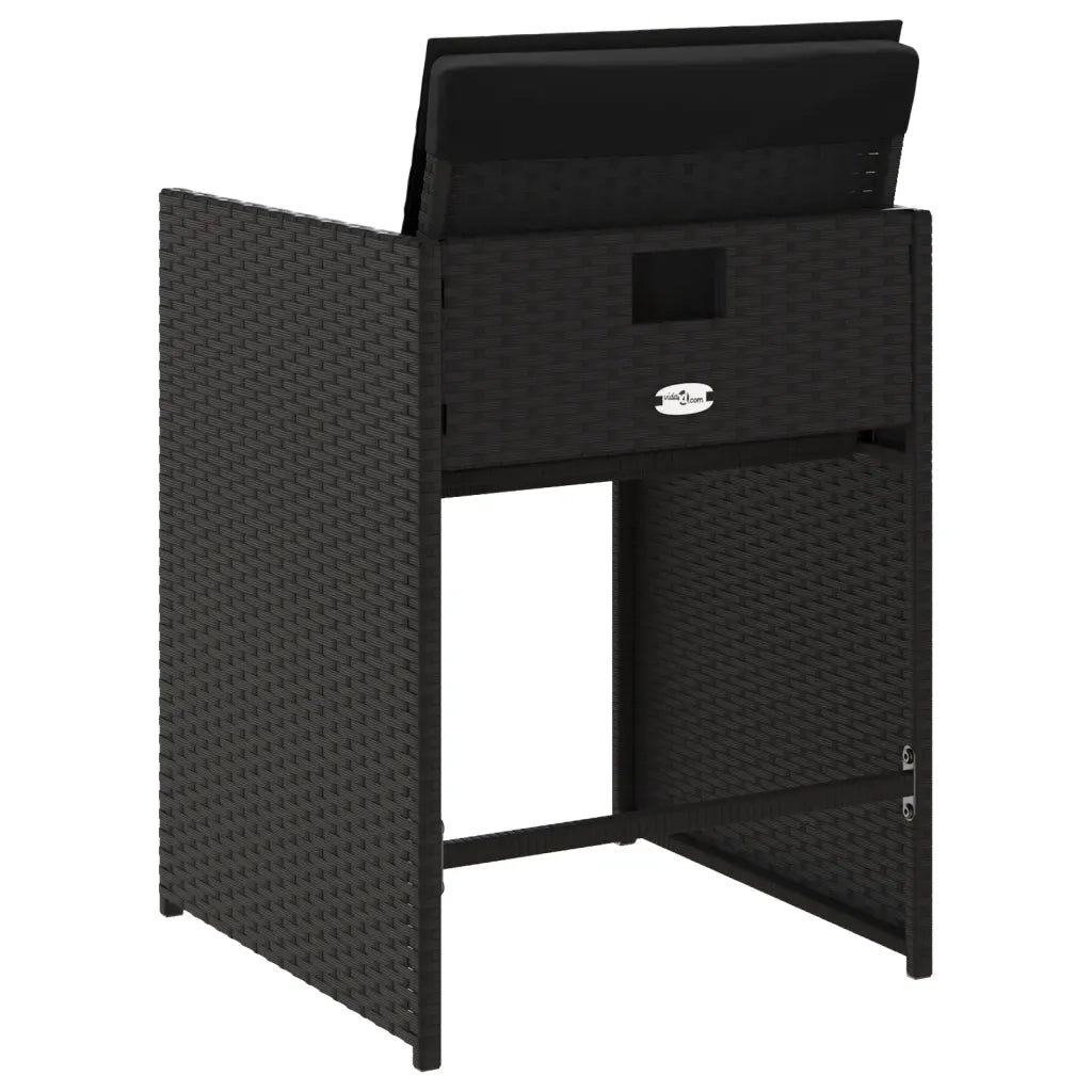 Sedie da Giardino con Cuscini 4 pz | Sedie da Esterno Nere in Polyrattan