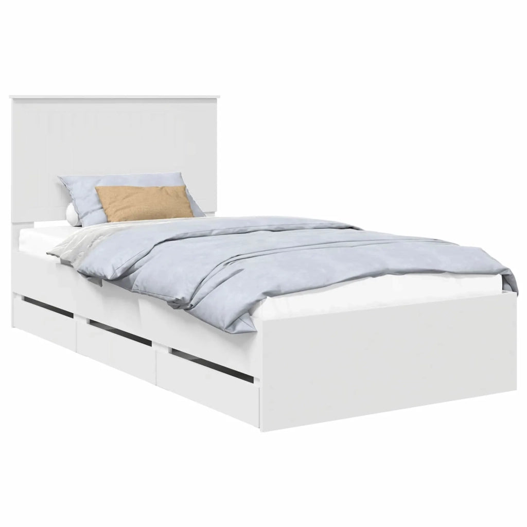 Letto singolo | Letto per adulti | Struttura del letto Bianco 100 x 200 cm Legno Ingegnerizzato