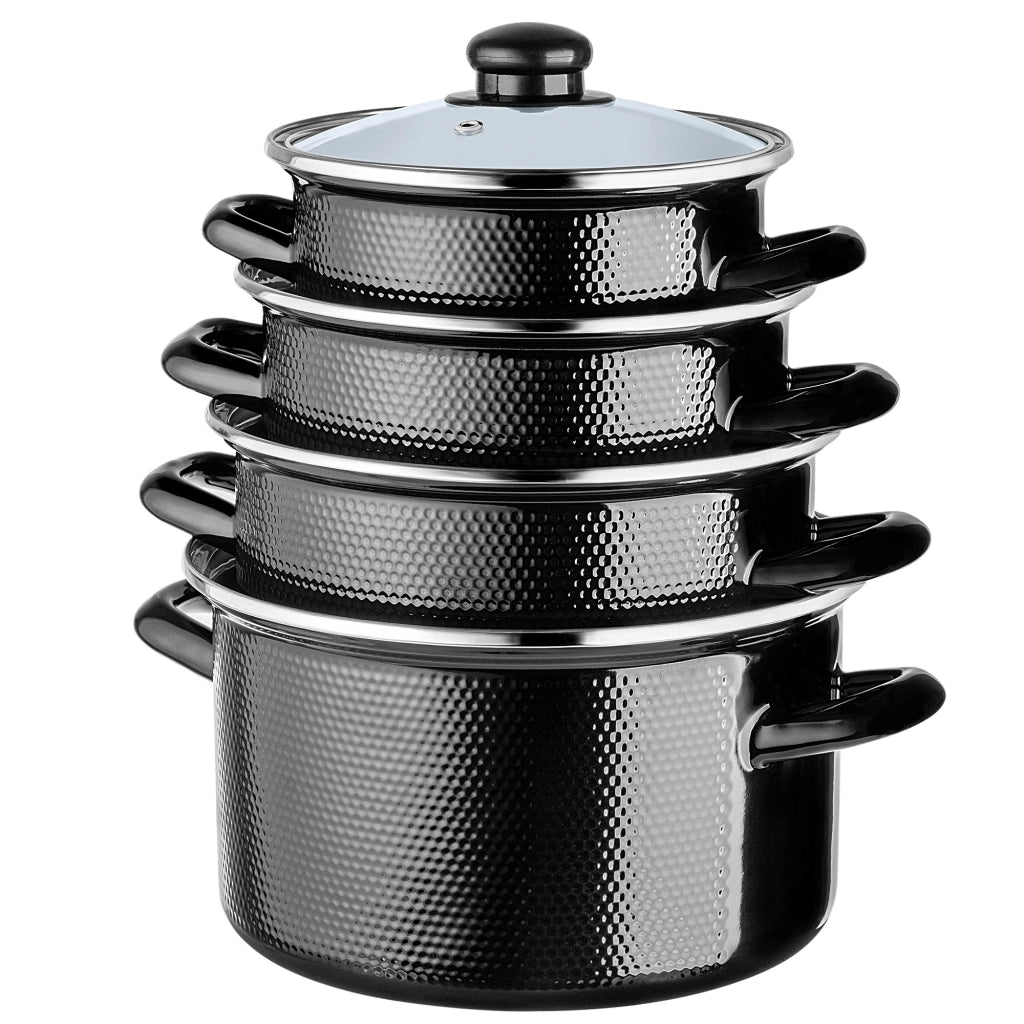 Set di pentole smaltate KADAX 8-El per piani cottura a gas e induzione, tradizionali con coperchio