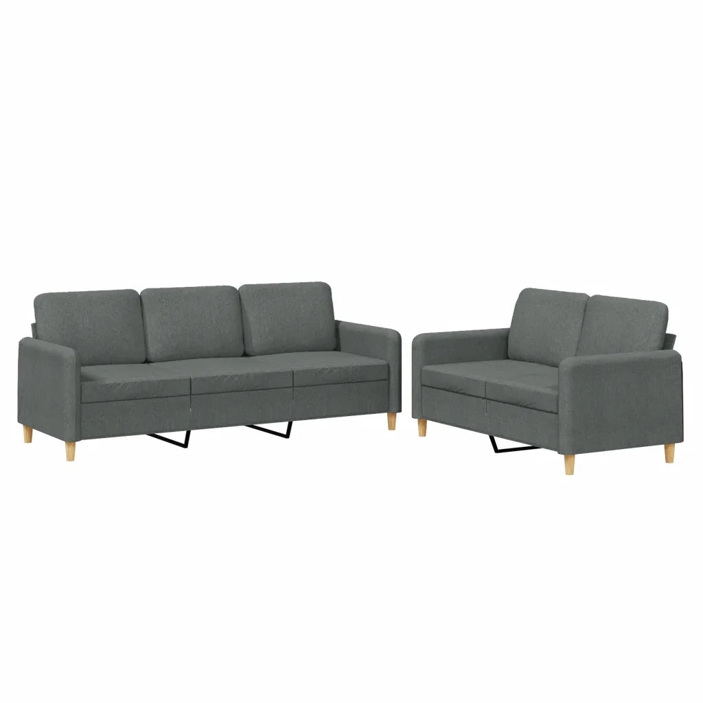 Set di Divani 2 pz con Cuscini Grigio Scuro in Tessuto 3202119