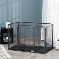 Box per Cani in Metallo con Porta e Vassoio sul Fondo, 125x78x80cm, Grigio