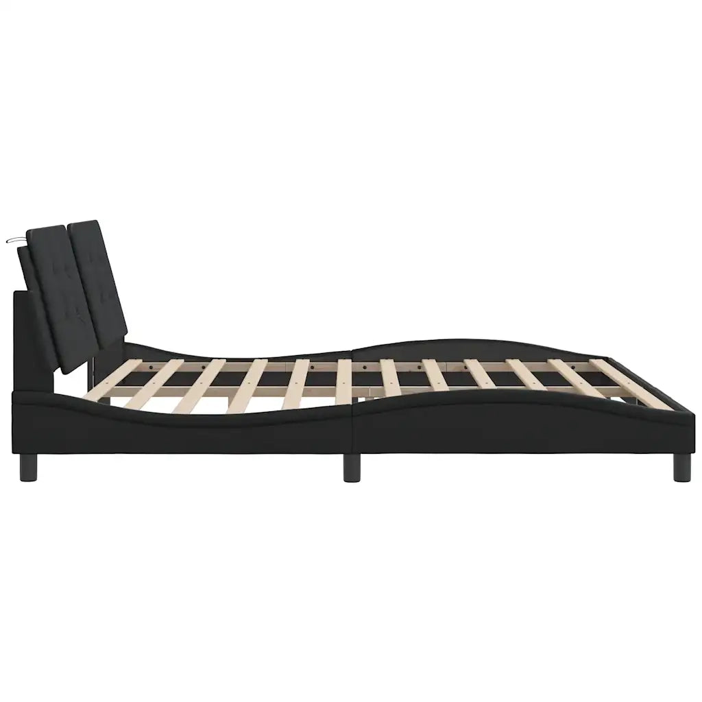 Letto matrimoniale | Letto per adulti | Giroletto senza Materasso Zadar Nero 200x200 cm in Similpelle
