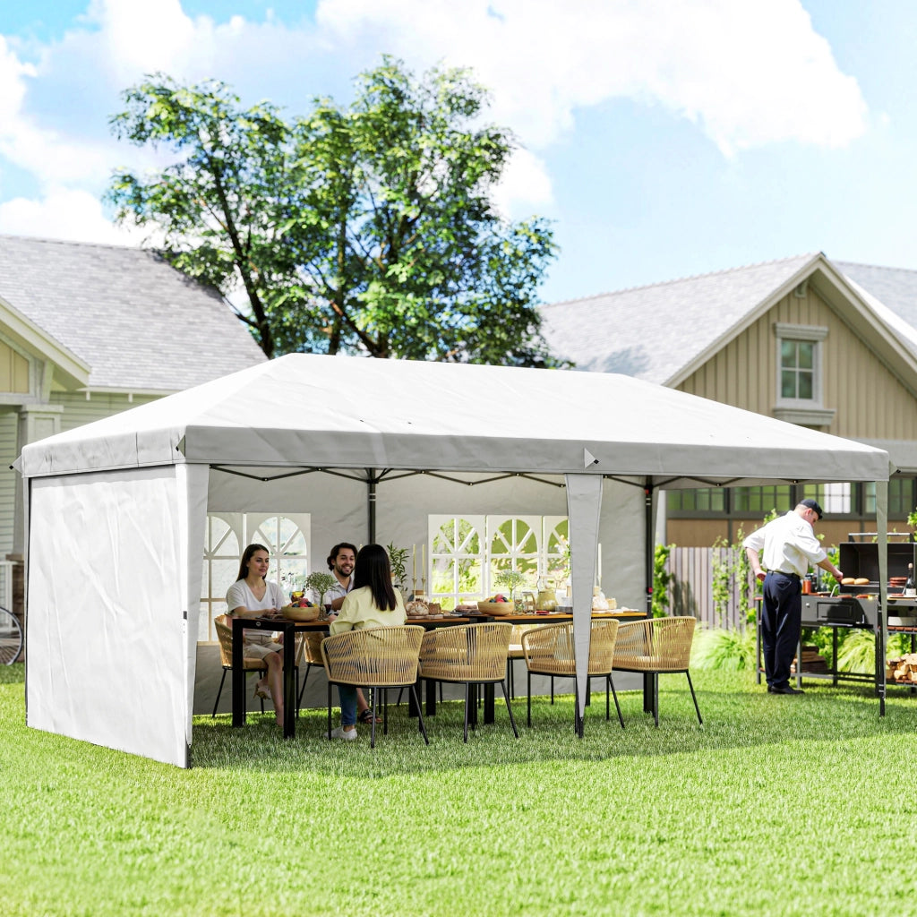 Tenda da giardino pieghevole 6x3 m con 4 pareti laterali ¨C Minimal ¨C bianco