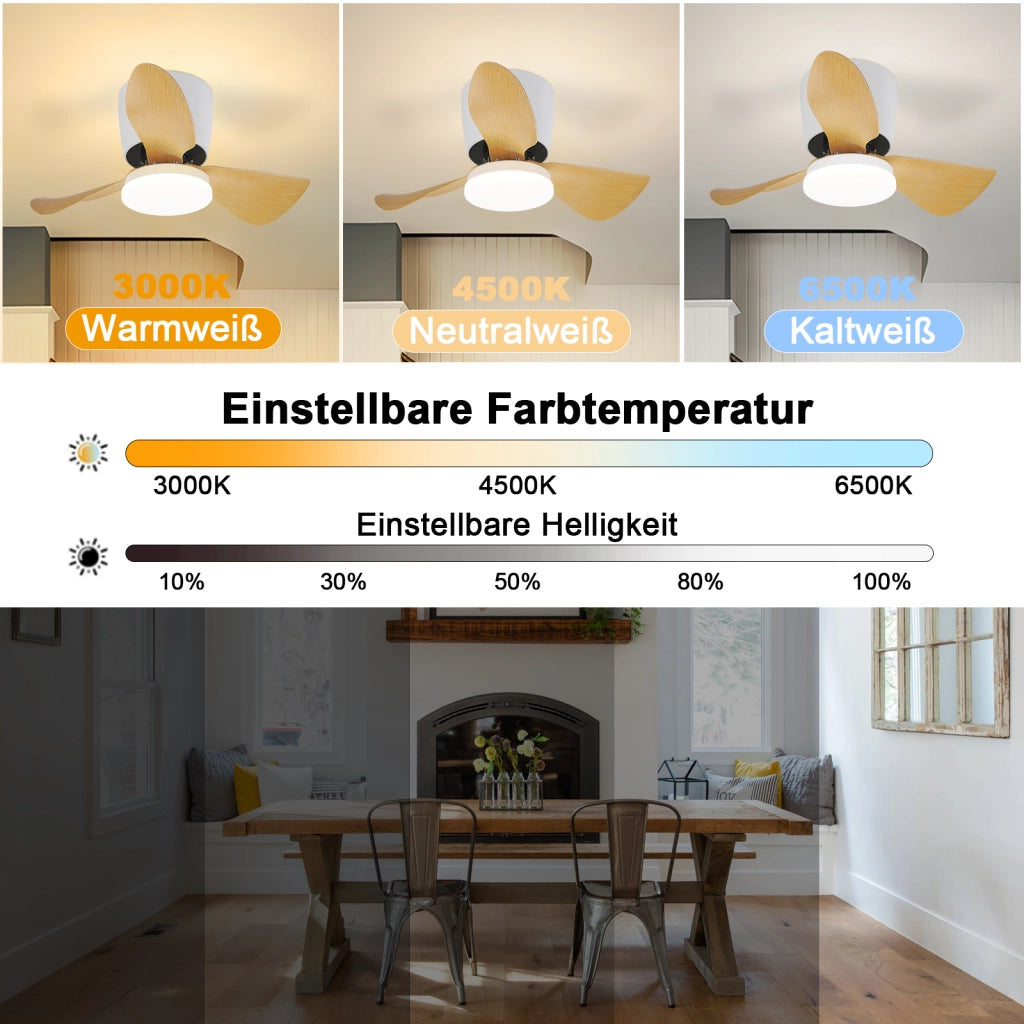 ZMH Ventilatore da soffitto con illuminazione e telecomando Lampada da soffitto LED dimmerabile da 23 W con ventilatore