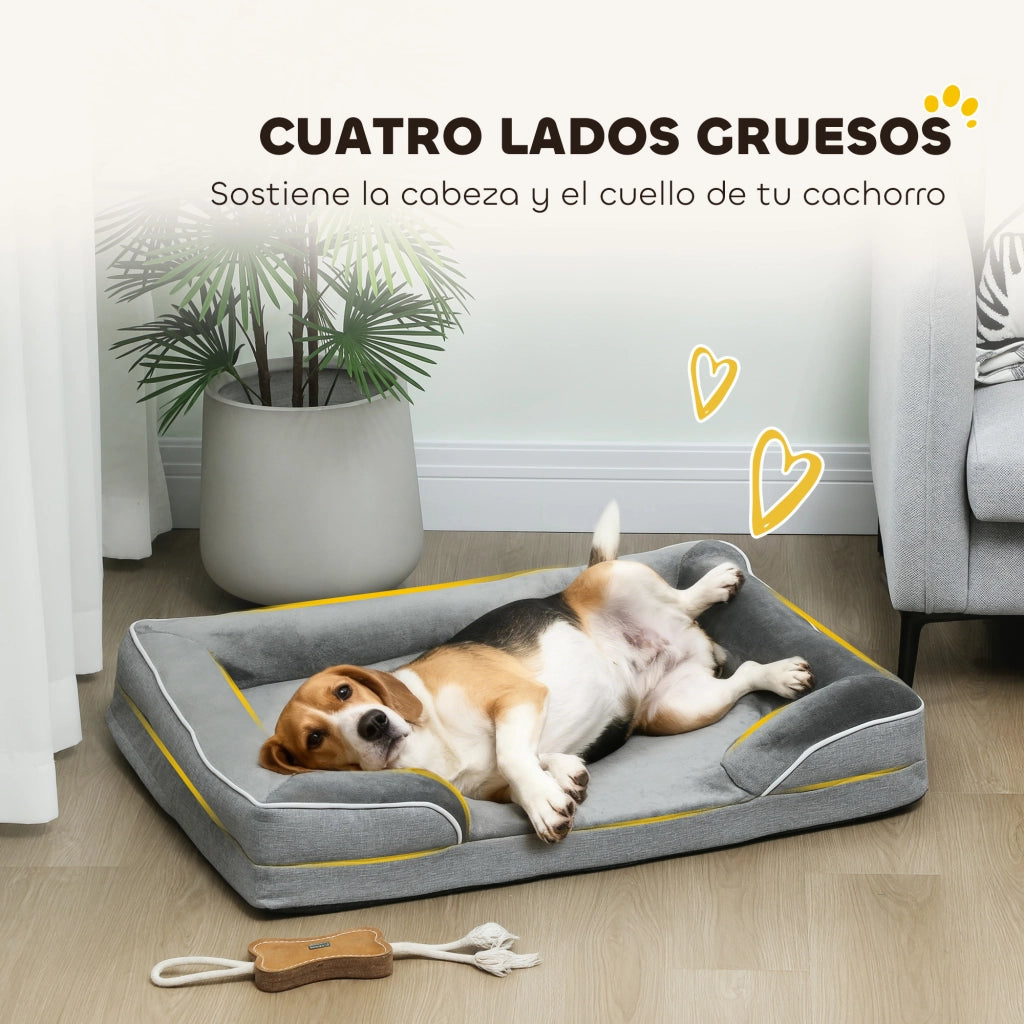Letto per Cani e Gatti con Fodera Lavabile ¨C Minimal ¨C Grigio 91.5x68.5x16.5 cm