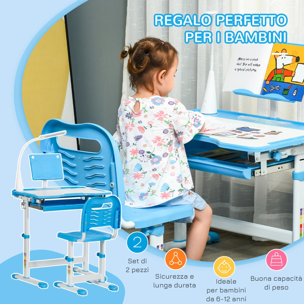 Sedia da Scrivania Regolabile per Bambini ¨C zephmum ¨C Blu, Altezza e Inclinazione Regolabile