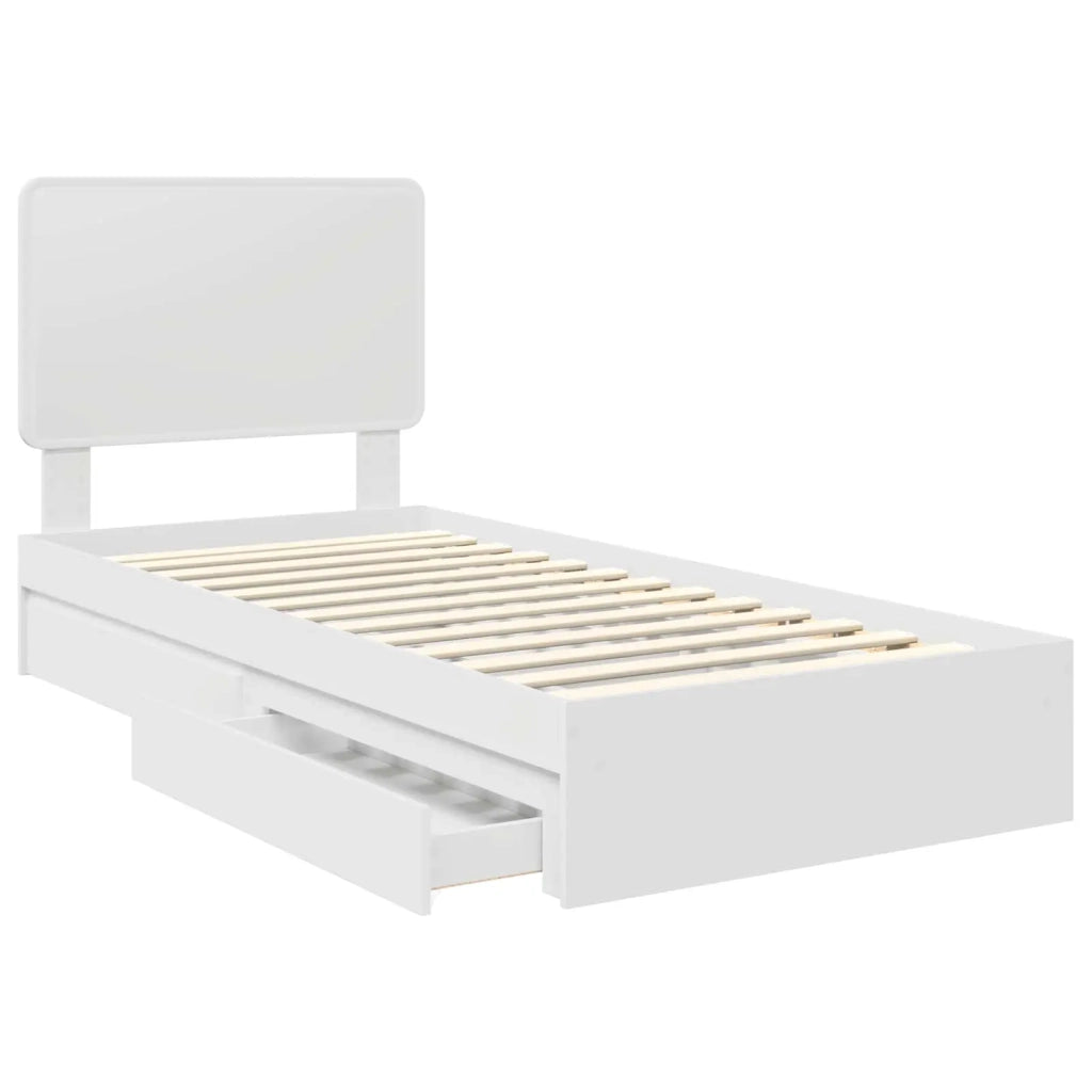 Letto con Contenitore Bianco 75 x 190 cm Legno multistrato