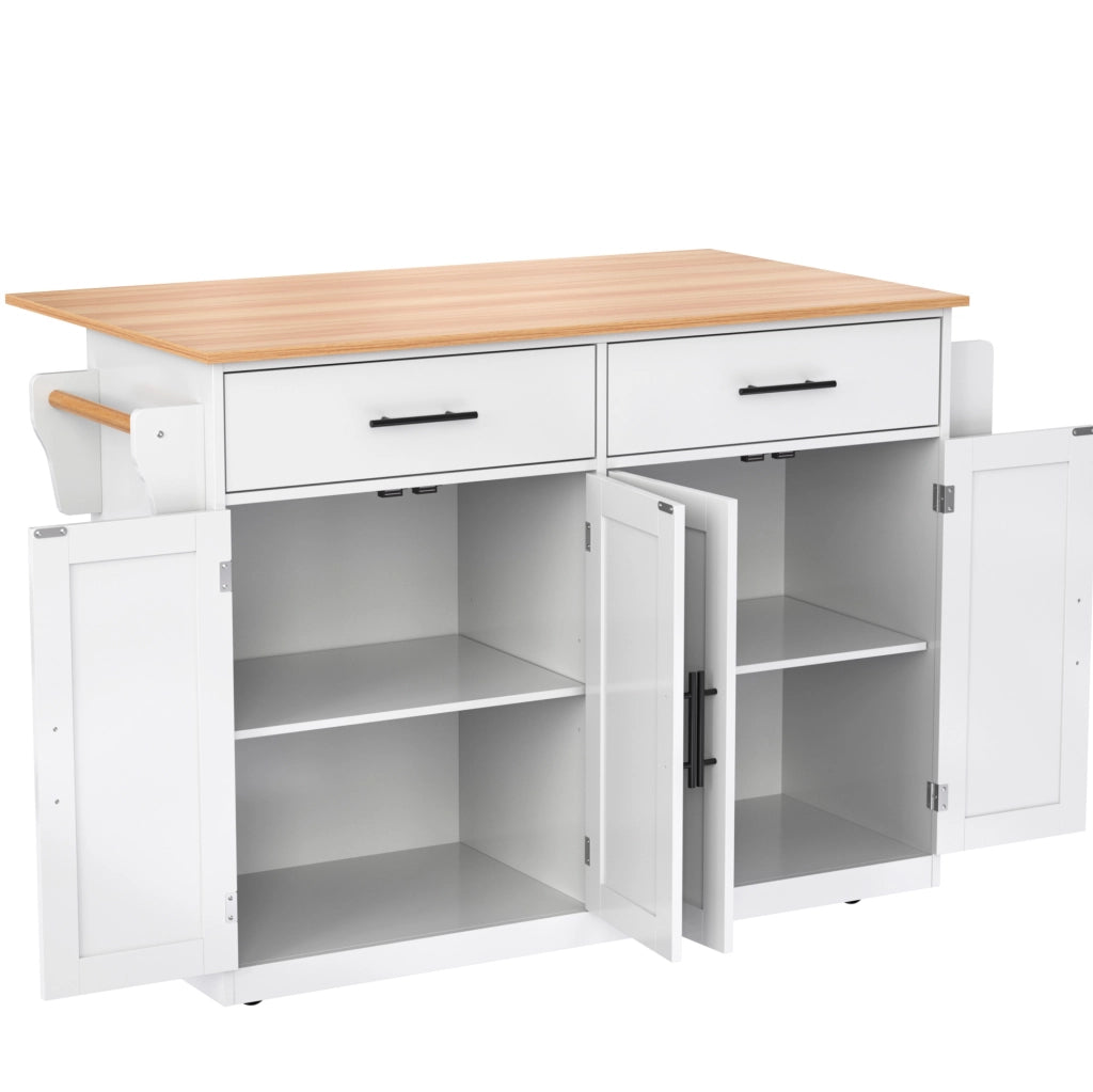 Carrello da cucina con piano ribaltabile e ruote; MDF bianco naturale