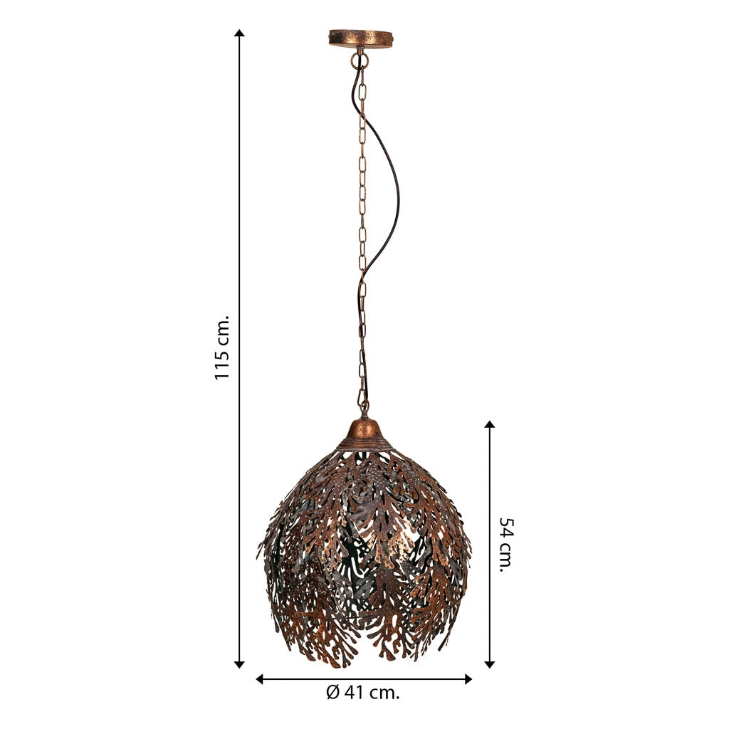 Plafoniera in metallo dorato 41x41x54/115h