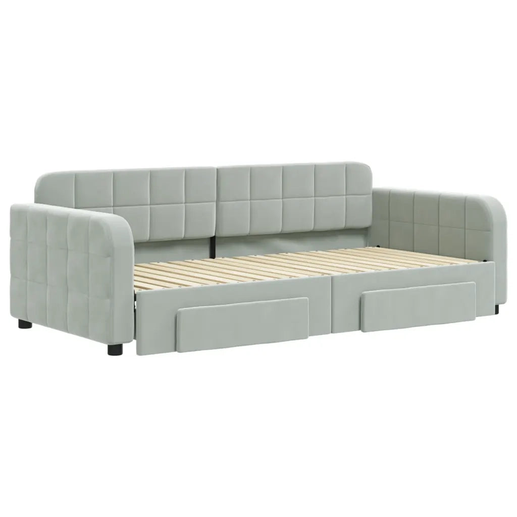 Divano Letto Estraibile Cassetti Grigio Chiaro 90x190cm Vellutocod mxl 106708