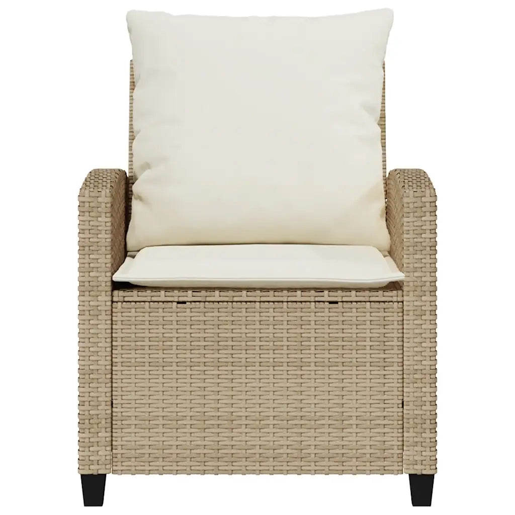 Set Divano da Giardino 4 pz con Cuscini Beige in Polyrattan