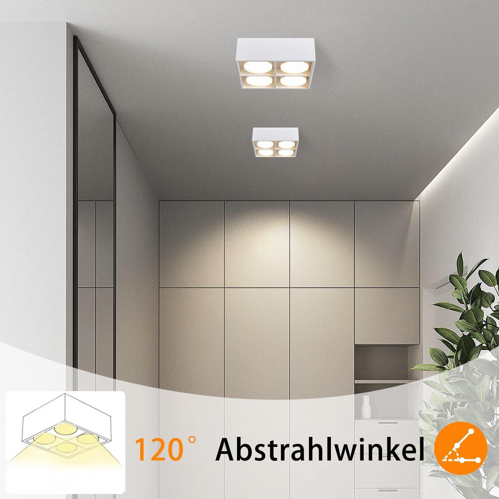 ZMH Faretto da soffitto LED 4 fiamme da incasso girevoli per camera letto