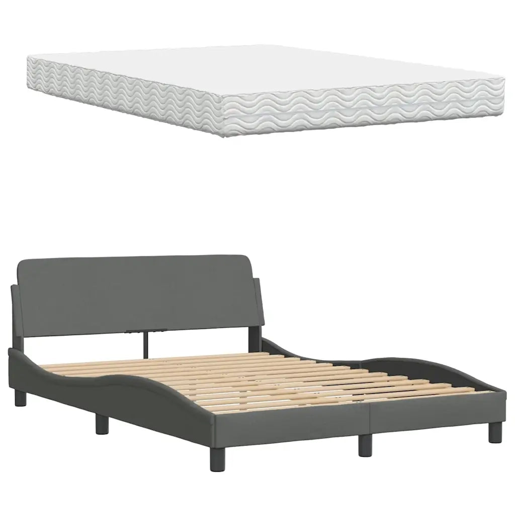 vidaXL Letto con Materasso Grigio Scuro 140x190 cm Tessuto