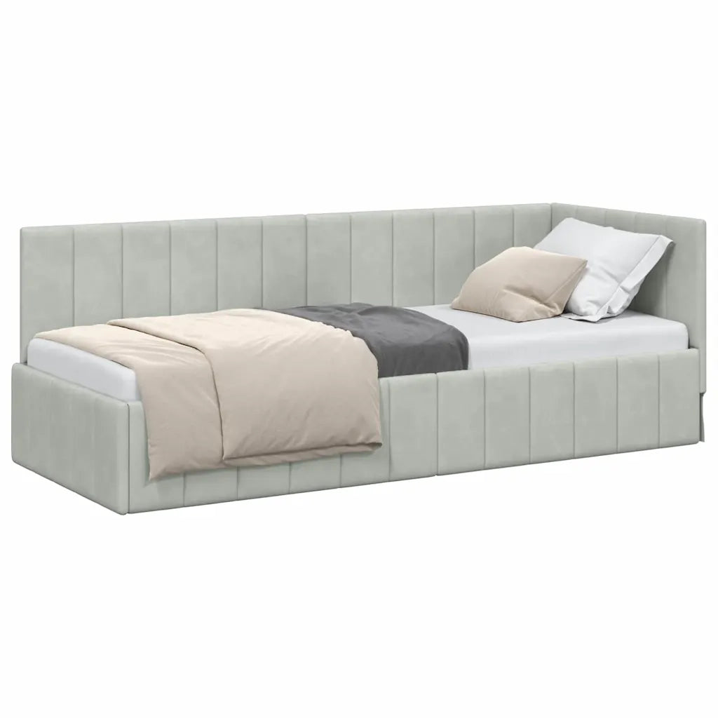 vidaXL Cornice del letto ad angolo Grigio chiaro 80 x 200 cm Velluto