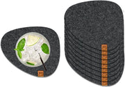 Set di 10 Sostegni in Velluto per Tavolo | 13 x 11 cm | Sostegni in vetro resistenti all'usura Oekotex | 10 sostegni per bicchieri, coppe, candele, tazze, bar | Decorazione da tavola | Grigio scuro