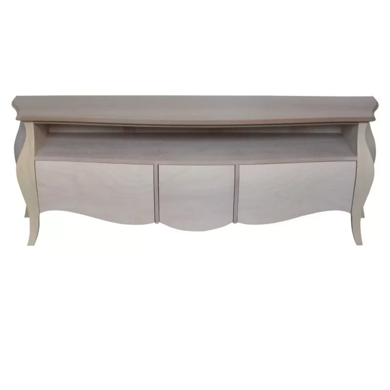 Mobile porta tv bombato legno shabby bianco 176x45x62 (3268) - Mobili 2G
