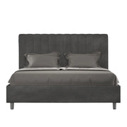 Letto imbottito Matrimoniale 160x210 cm Agueda - Senza rete,Microfibra,Grigio