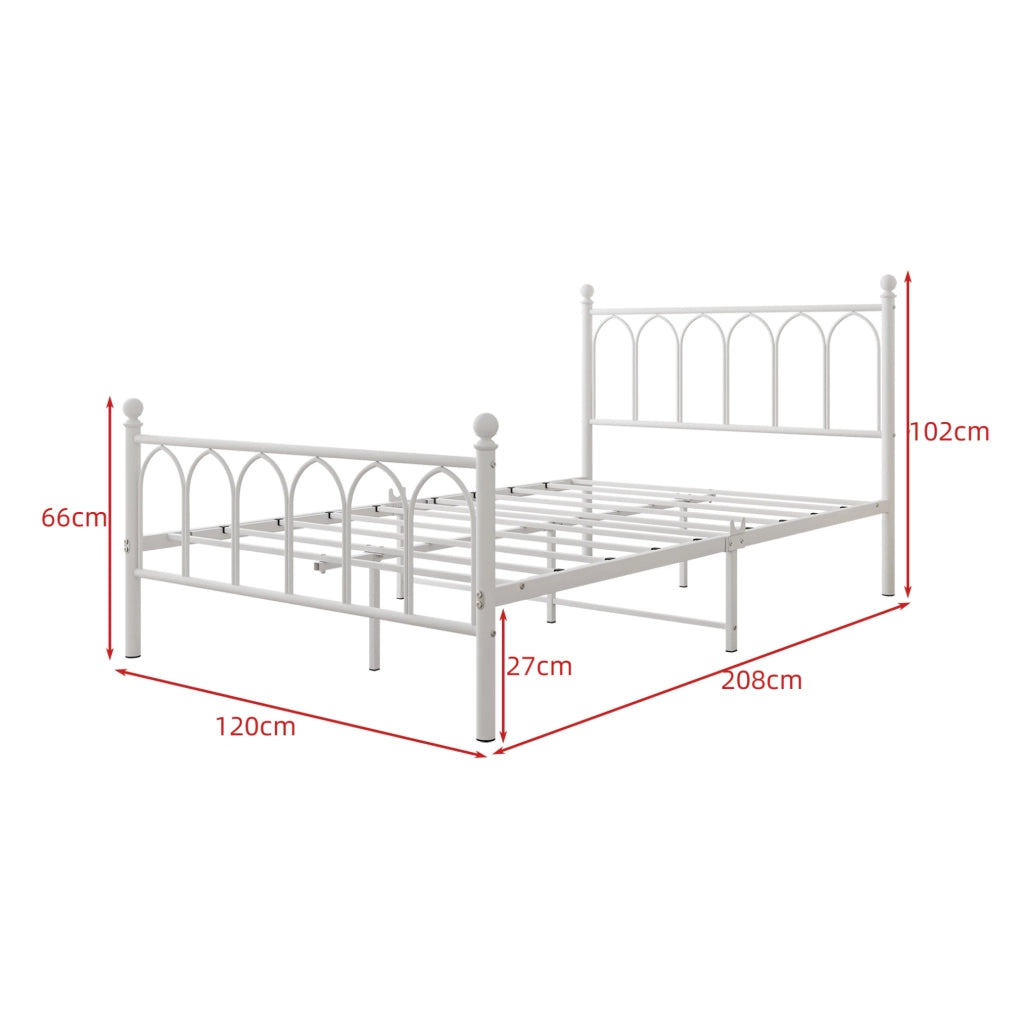 Letto 120x200 cm con LED; 2 porte USB e presa di corrente; MDF e metallo bianco