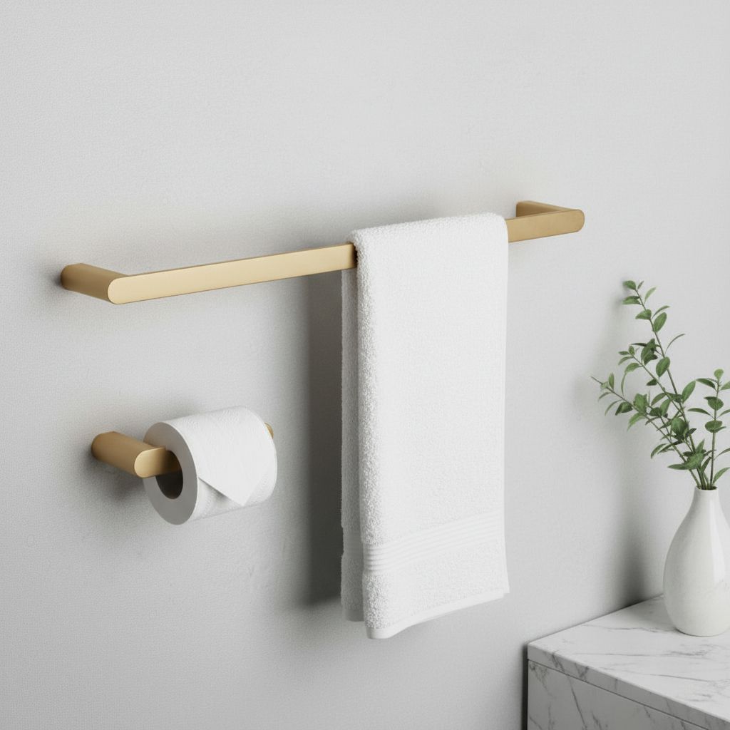 Set Accessori Da Bagno Mati Brush Gold 4 Pezzi