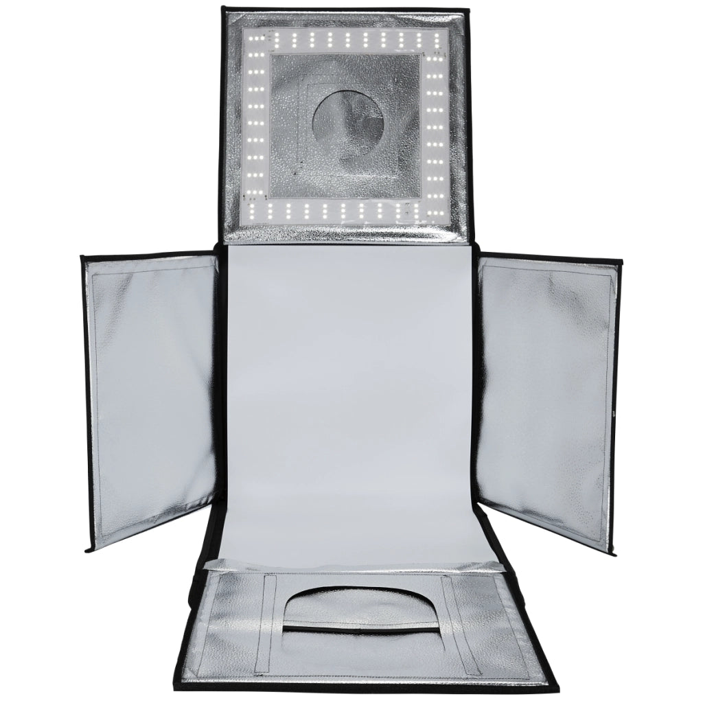 Walimex Pro Cubo di ripresa pronto all'uso (43 x 43 x 43 cm con illuminazione a LED, inclusi inserti per scanalature e diffusore) nero