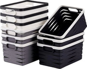 Pacco di 9 contenitori in plastica, 22 cm x 15 cm x 11 cm organizzatore stabile per pannelli, piccolo contenitore pieghevole con maniglie per uso domestico, ufficio, aula