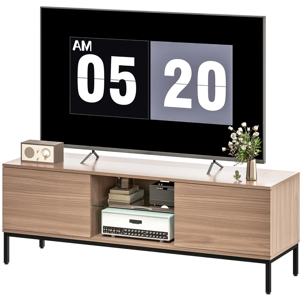Mobile TV per televisori fino a 60 pollici con 2 ante e ripiano in vetro regolabile ¨C zephmum ¨C grigio 140x40x49.5cm
