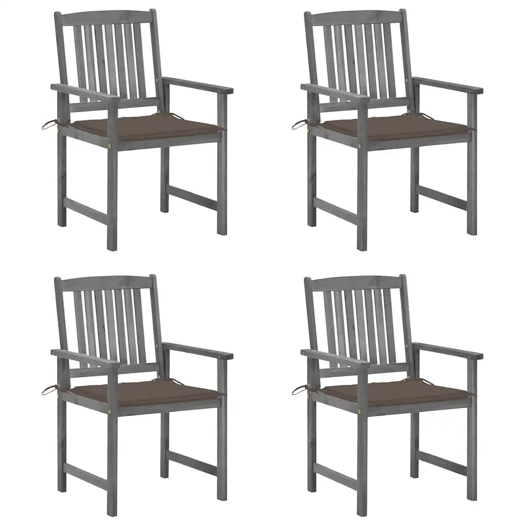 Sedie da Giardino con Cuscini 4 pz in Massello di Acacia Grigio cod mxl 7915
