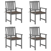 Sedie da Giardino con Cuscini 4 pz in Massello di Acacia Grigio cod mxl 7915