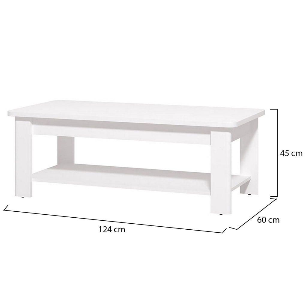Pella, Tavolino da Salotto un Vano, 124x60x45h cm Bianco