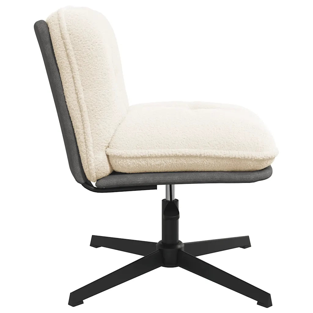 Sedia da Ufficio Girevole in Tessuto Riccio Crema Effetto Lana 4105384