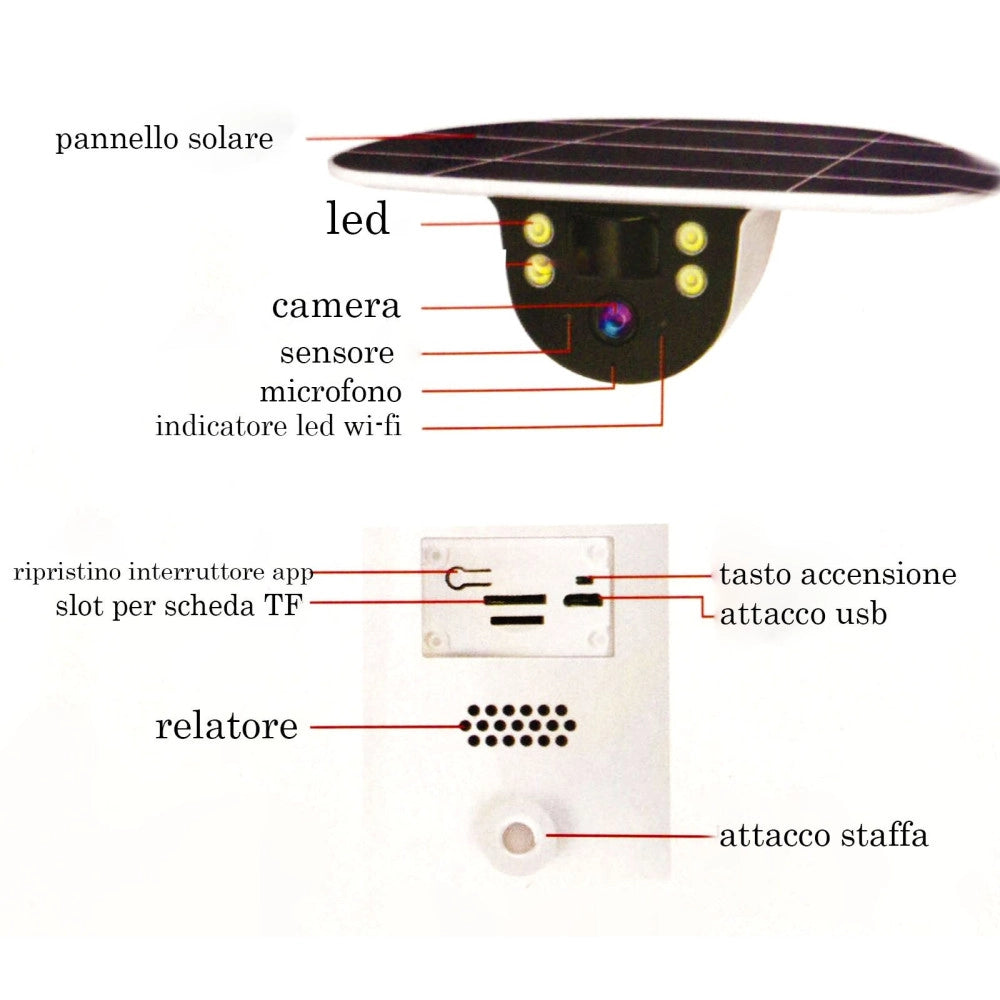 Trade Shop - Telecamera Di Sorveglianza Ip Wireless Per Esterni Ad Energia Solare Wifi Q-s705 -