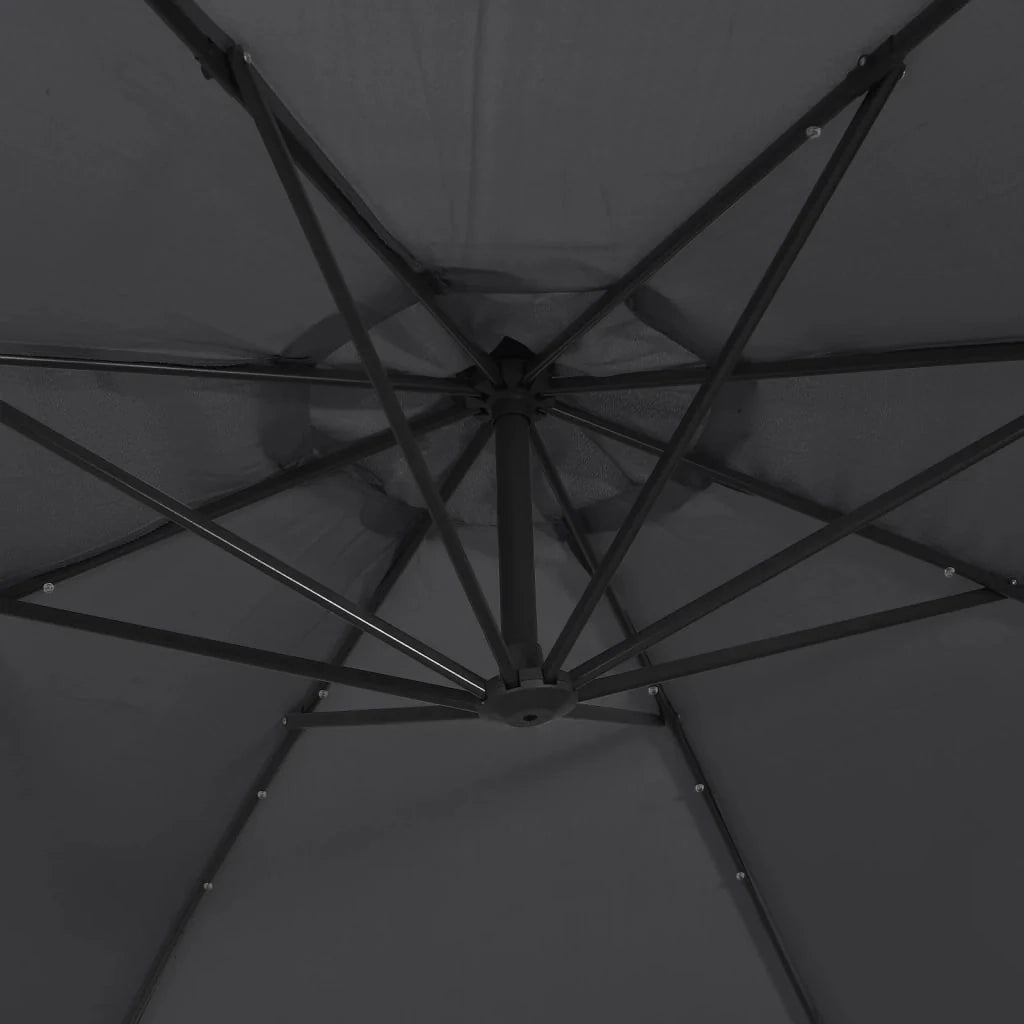Ombrellone decentrato con illuminazione a LED e palo in acciaio nero da 300 cm 02_0008578