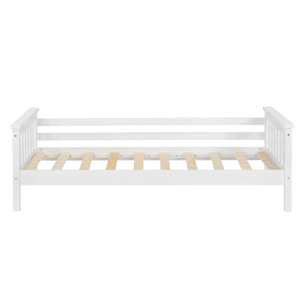 Letto per Cameretta Nuuk in Legno di Pino con Barre Protettive 70x140 cm Bianco [en.casa]